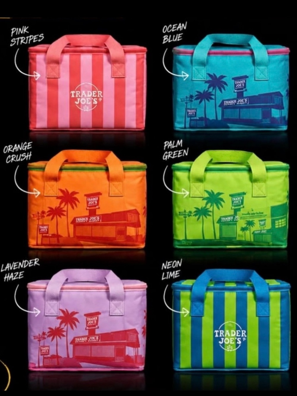 Pink Stripes - Trader Joe’s Mini Insulated Tote